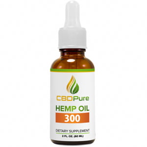 CBDPure oil bottle 300mg in white background