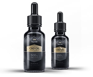 Royal CBD oil 500mg and 250mg in white background