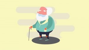 Illustration of an old man suffering from neuropathy and nerve pain