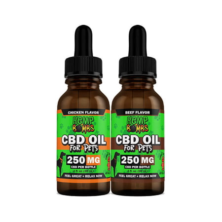 Hemp Bombs CBD oil for pets 250 mg in white background