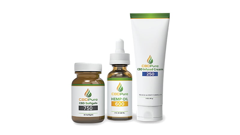 CBDPure products 2020 on white background