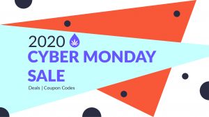 2020 cyber monday banner decorated with multicolor triangle shapes