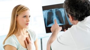 Asthma patient talking to a doctor