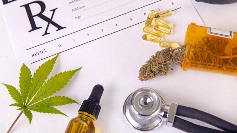 CBD Products with the Prescription Form and Stethoscope