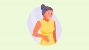 A Women having pancreatitis on green background