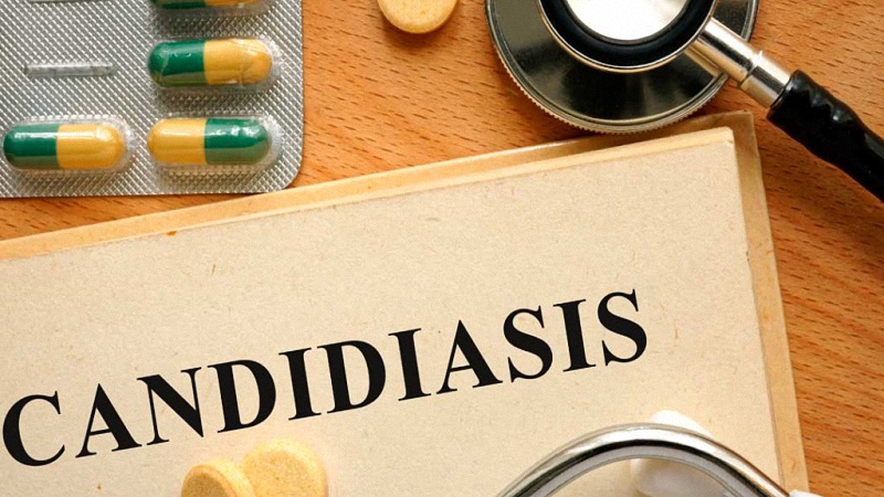 Candidiasis Lettering with Capsules and Stethoscope