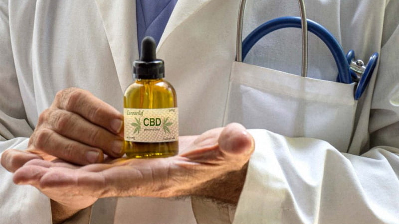 Doctor Holding CBD Oil in His Palm