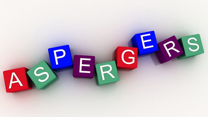 Asperger Word in Colorful Cubes White Background
